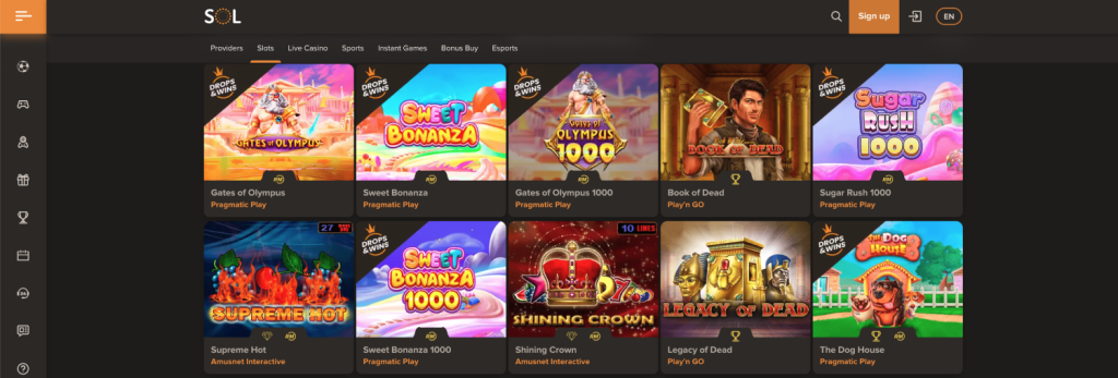 SOL Casino igralni avtomati