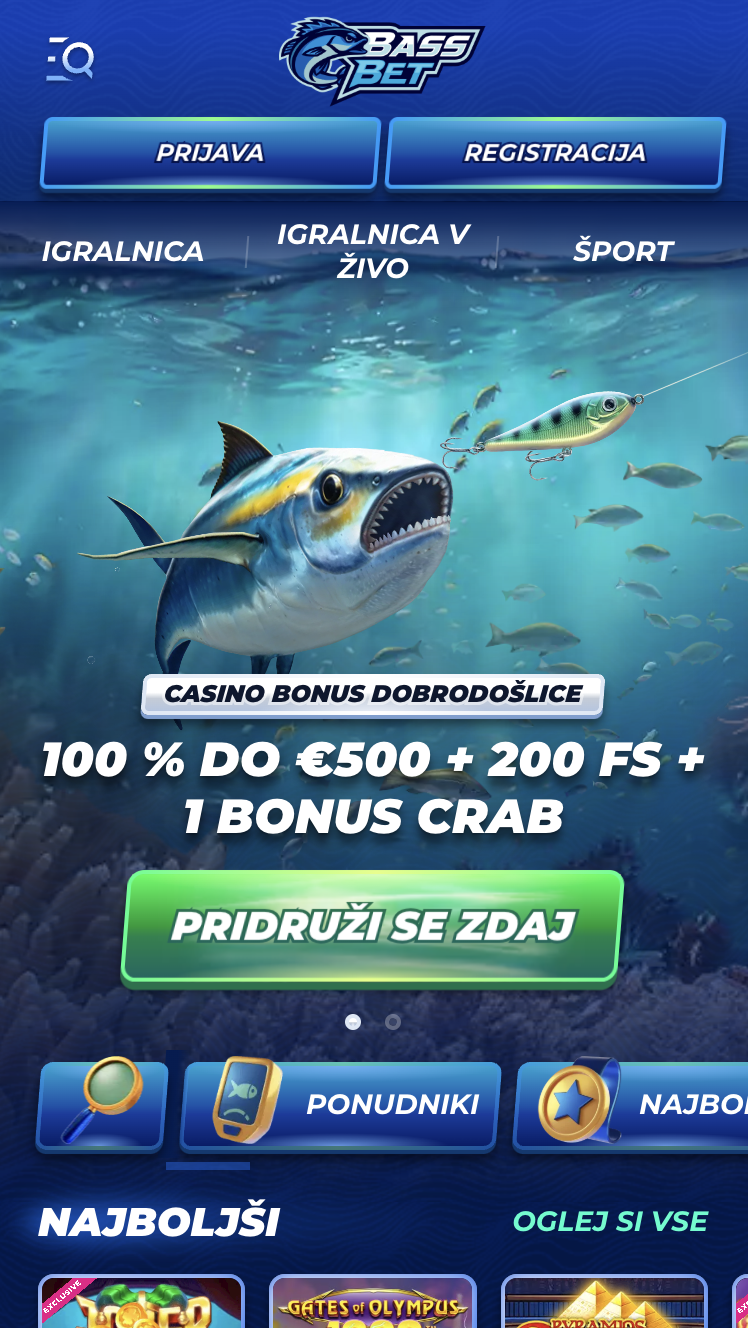 Bassbet casino korak registracije 1