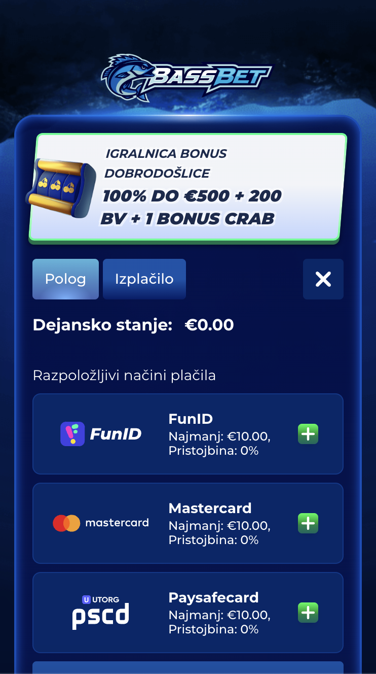 Bassbet casino korak registracije 4