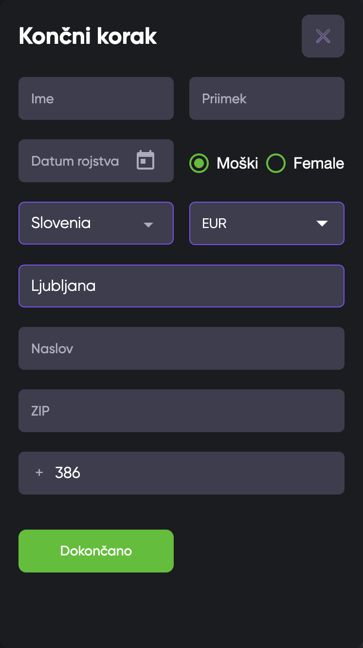 Spinline Casino korak registracije 3