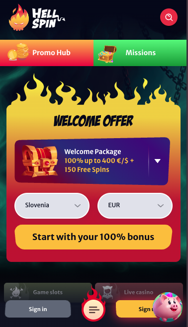 registracija v Hellspin casino korak 1