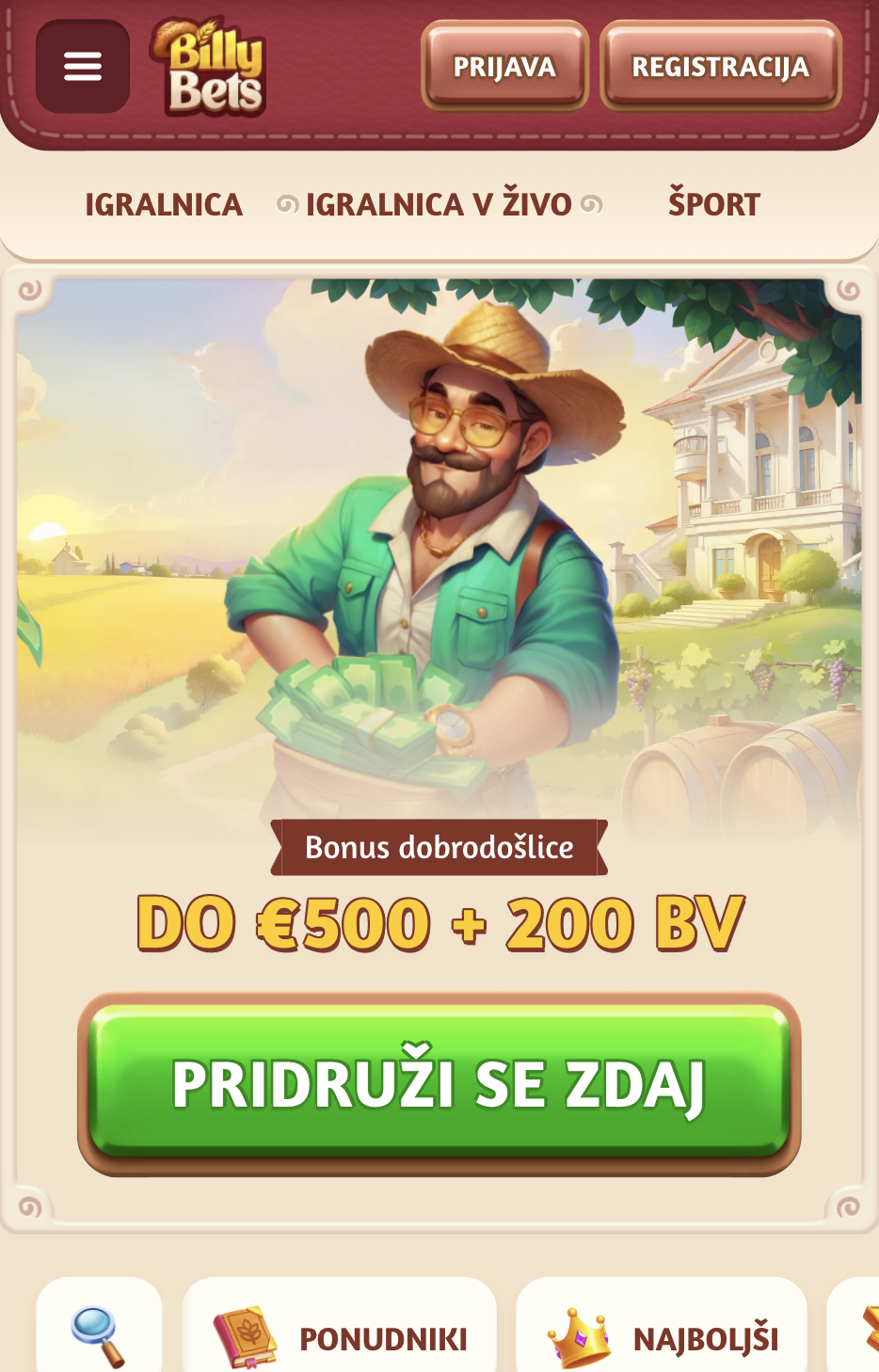 BillyBets casino korak registracije 1