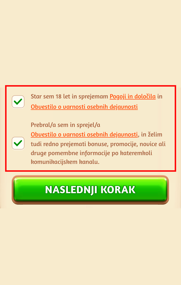 BillyBets casino korak registracije 3