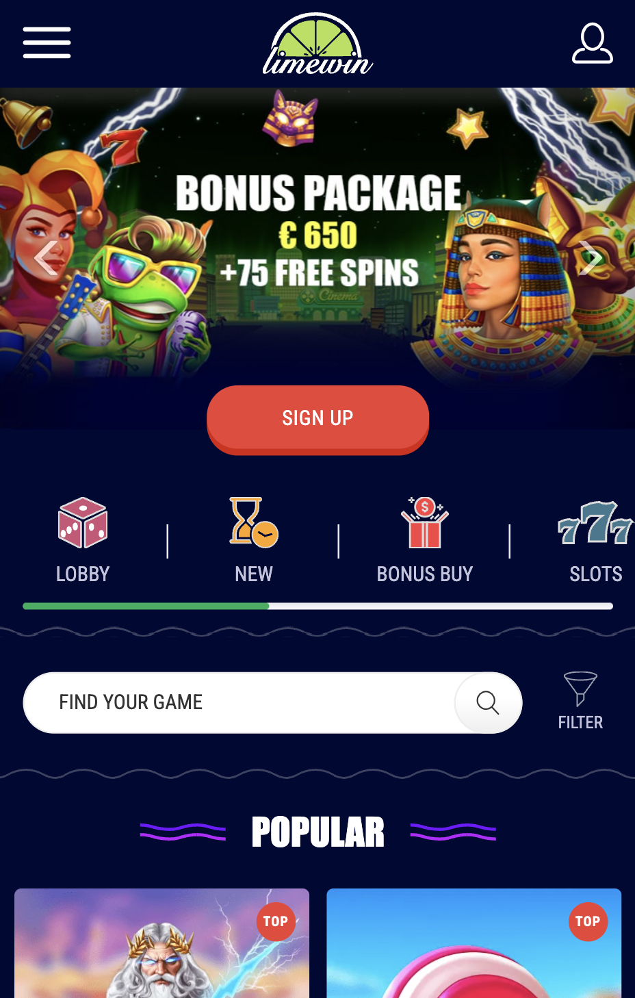Limewin casino korak registracije 1