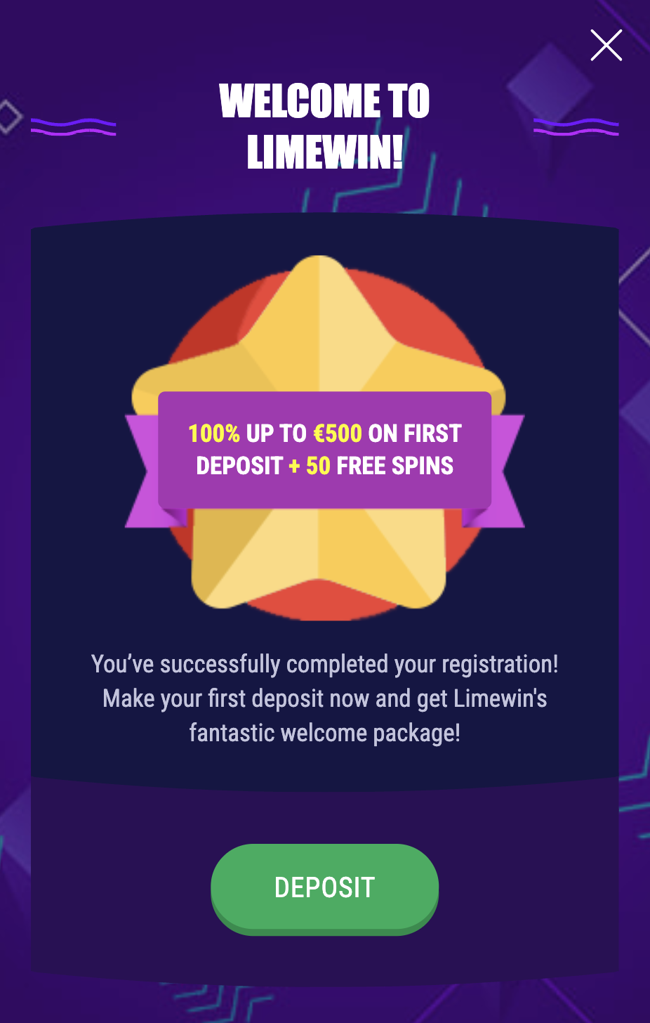 Limewin casino korak registracije 4
