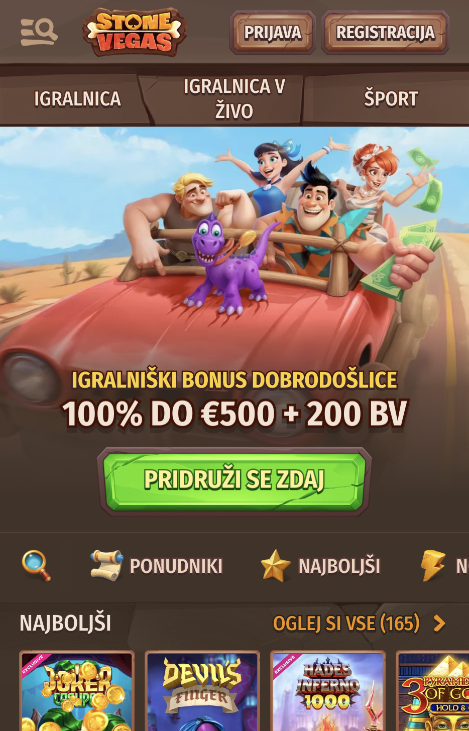 Stone Vegas korak registracije 1