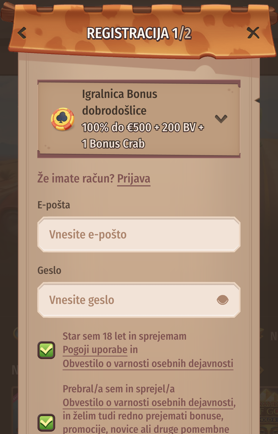 Stone Vegas korak registracije 4
