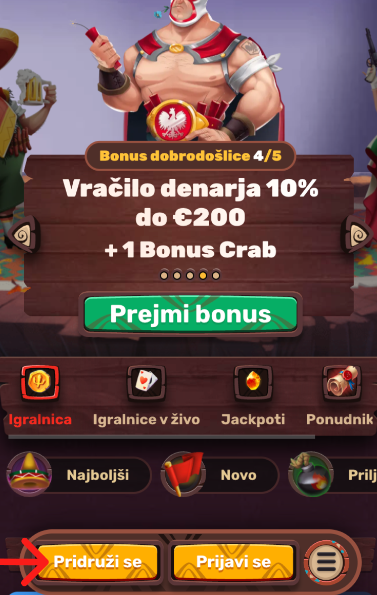 5Gringos casino 2. korak registracije