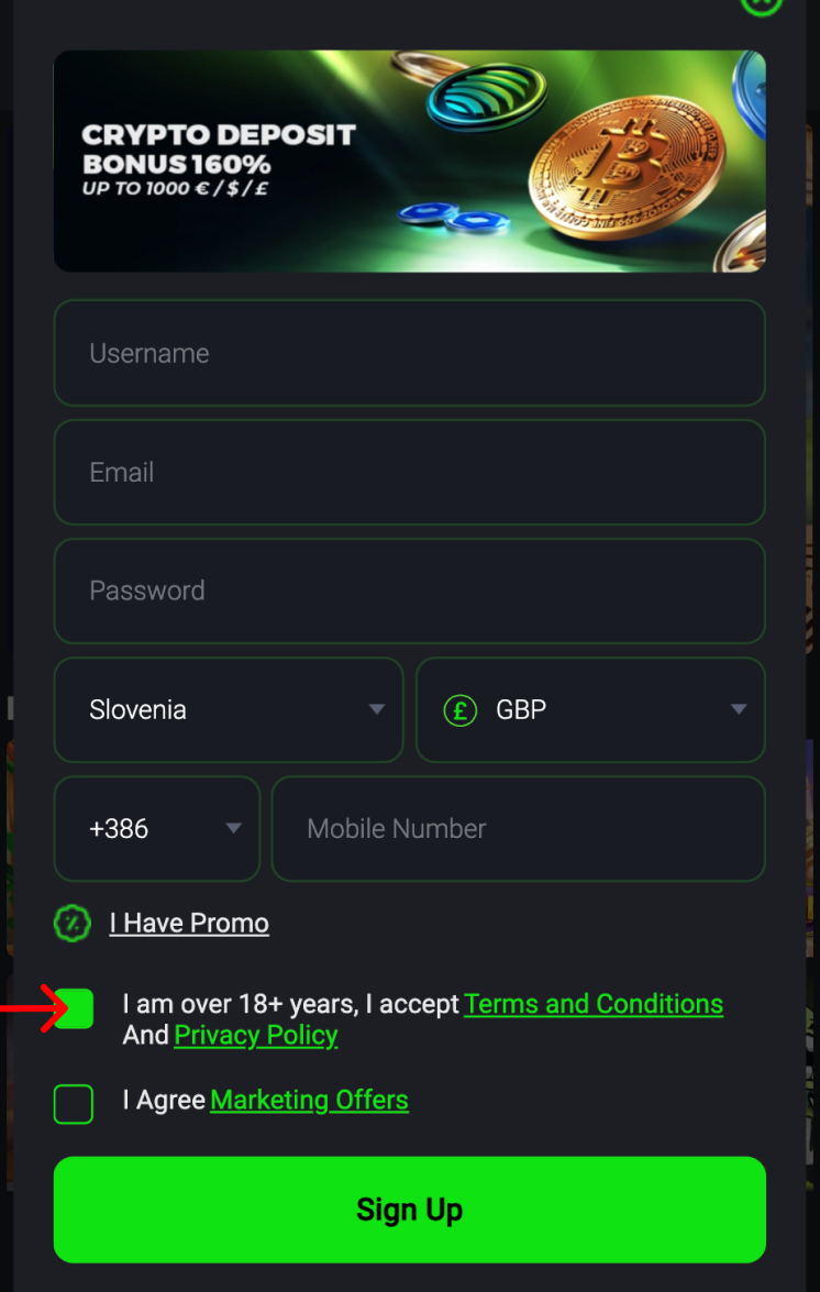 Velobet casino 4. korak registracije